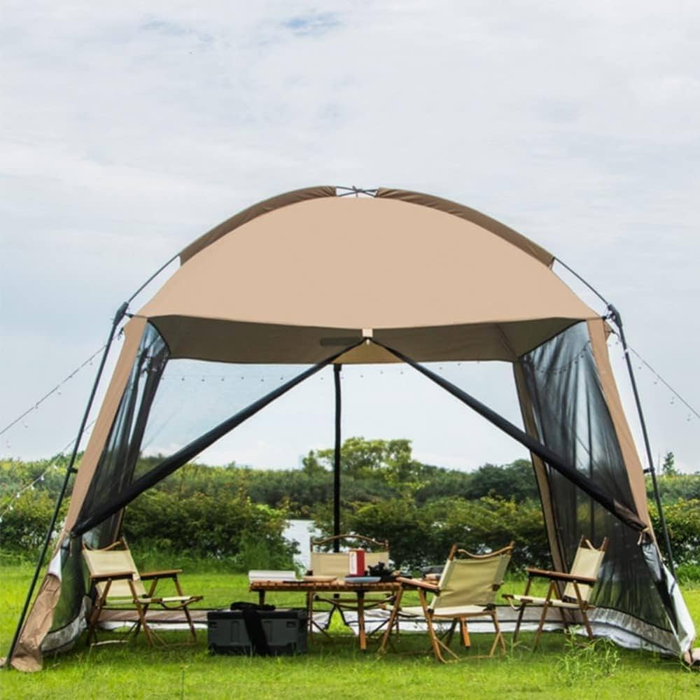 キャンプ最適 アルミワンタッチアクション型　 タープテント+メッシュスクリーン Amazon | ADVANCE OUTDOORワンタッチ タープテント 蚊帳テント 3